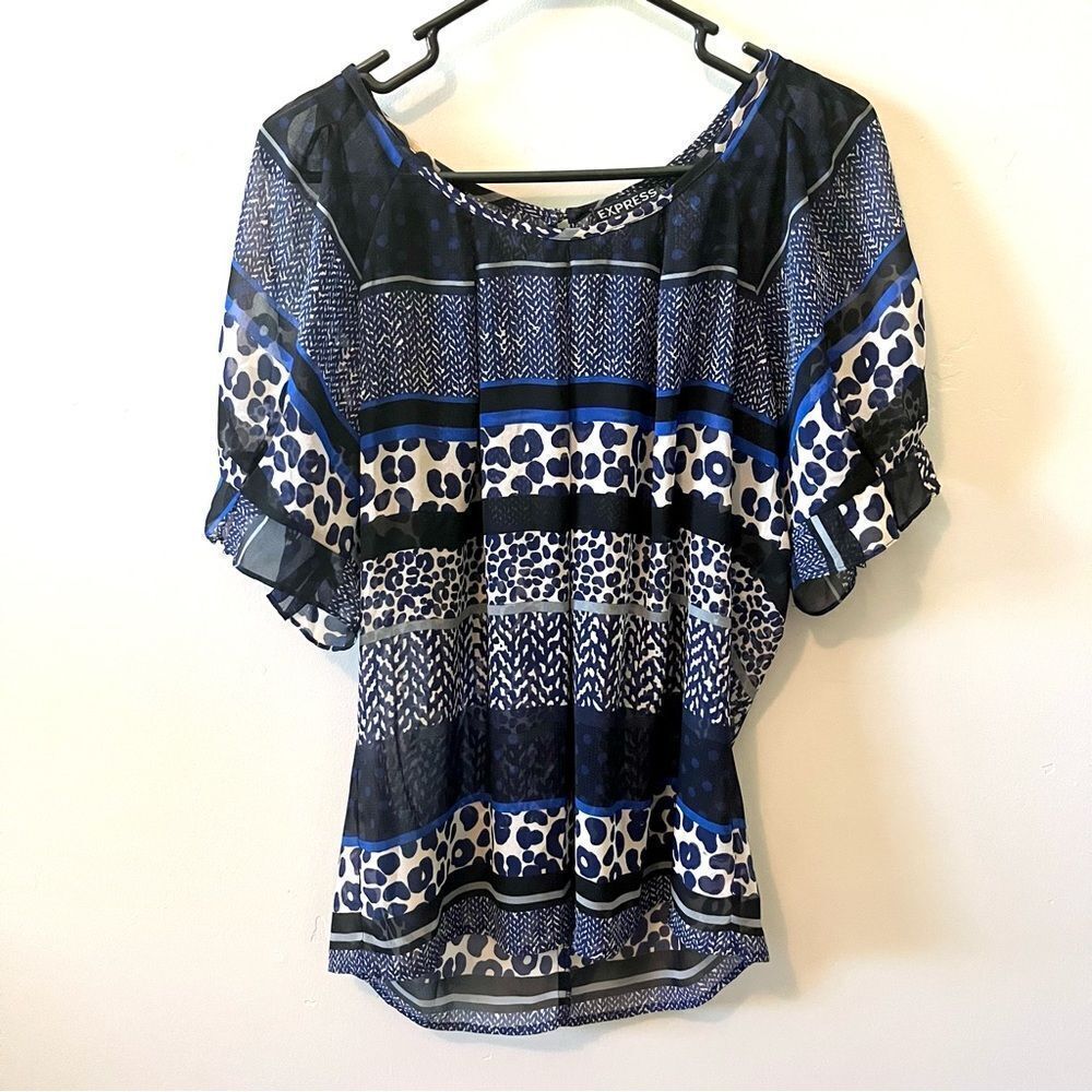EXPRESS Sheer Blouse with Balloon Sleeves Size Medium